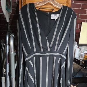 Charles Henry Black Dress with White Pinstripes - Long Sleeve
